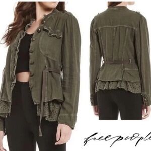 Free People Military Style Jacket in Olive